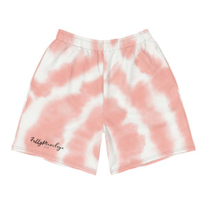 Men's Athletic Long Pink Tie-Dye Shorts - FullyPrivilege