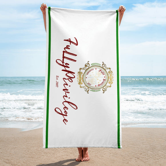 FullyPrivilege Beach Towel (Green trim) - FullyPrivilege