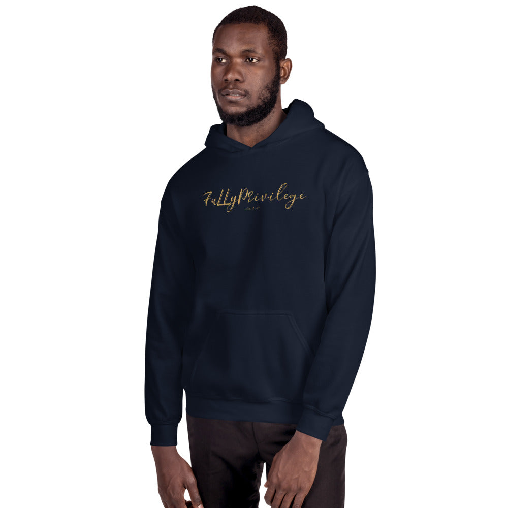 Black hoodie with gold writing best sale