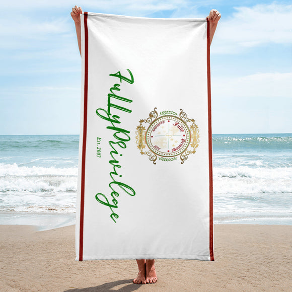 FullyPrivilege Beach Towel (Burgandy trim) - FullyPrivilege
